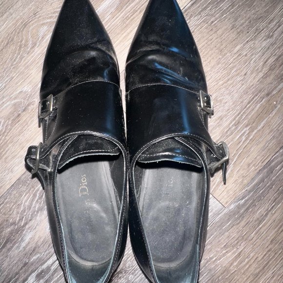 CHRISTIAN DIOR BLACK BUCKLE FLATS. WORN ONCE. LATE 2000S VINTAGE - Picture 3 of 3